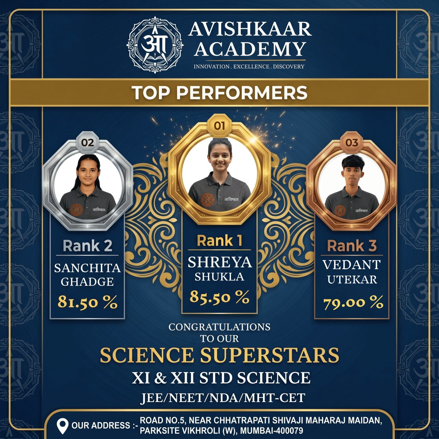 Avishkaar Academy XI and XII science superstars for JEE, NEET, NDA and MHT-CET